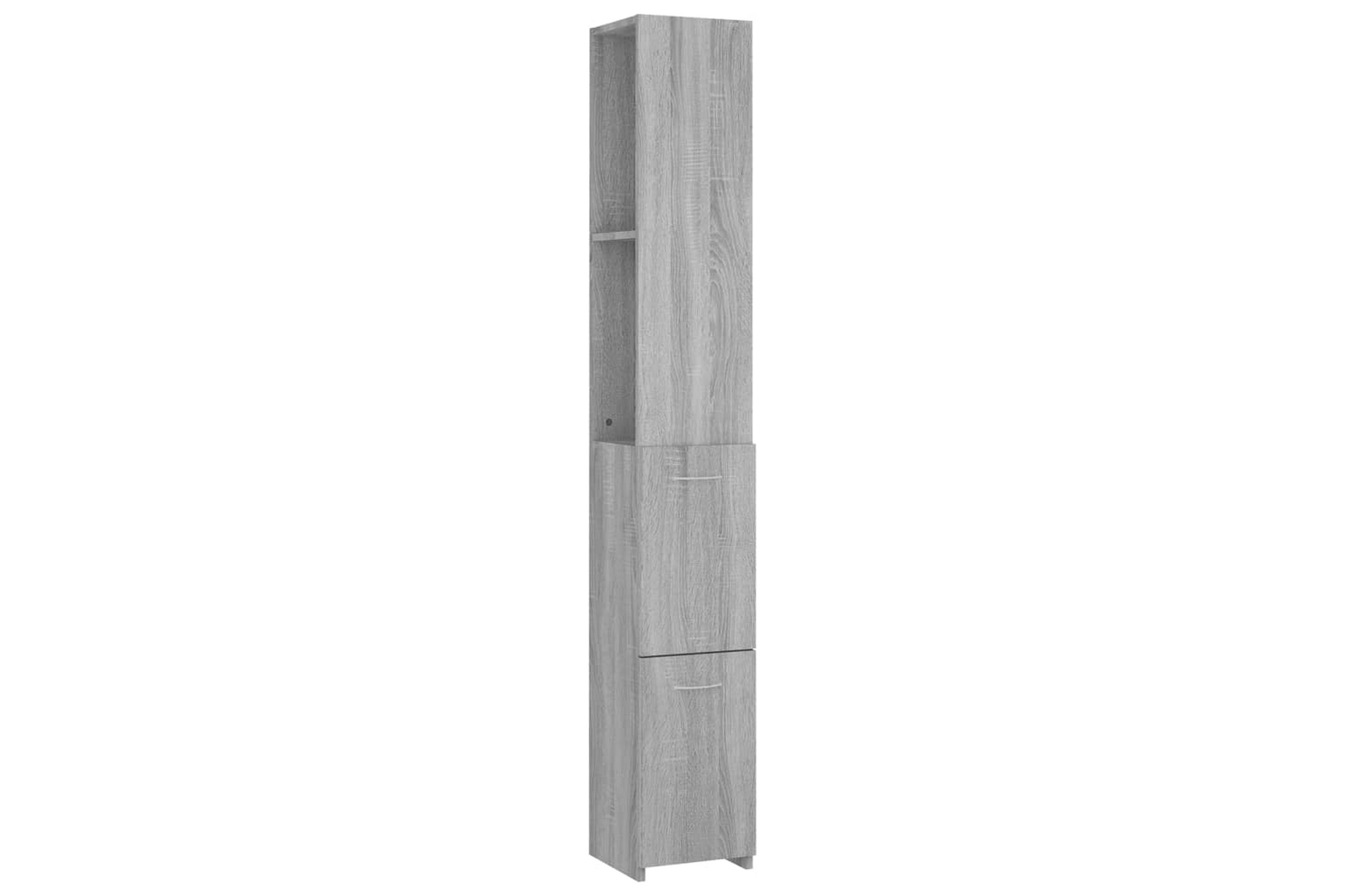 beBasic Badrumsskåp grå sonoma-ek 25x25x170 cm konstruerat trä –