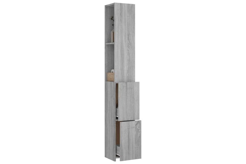 beBasic Badrumsskåp grå sonoma-ek 25x25x170 cm konstruerat trä - Förvaring - Badrumsförvaring & tvättstuga inredning - Badrumsskåp