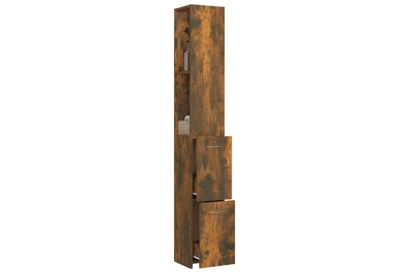 beBasic Badrumsskåp rökfärgad ek 25x25x170 cm konstruerat trä - Förvaring - Badrumsförvaring & tvättstuga inredning - Badrumsskåp