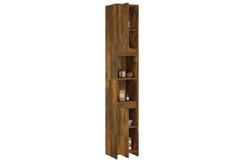 beBasic Badrumsskåp rökfärgad ek 30x30x183,5 cm konstruerat trä - Förvaring - Badrumsförvaring & tvättstuga inredning - Badrumsskåp