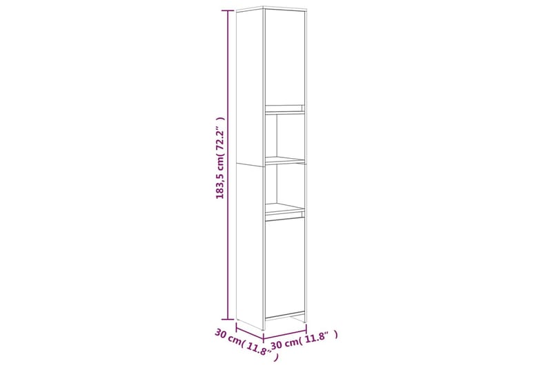 beBasic Badrumsskåp rökfärgad ek 30x30x183,5 cm konstruerat trä - Förvaring - Badrumsförvaring & tvättstuga inredning - Badrumsskåp