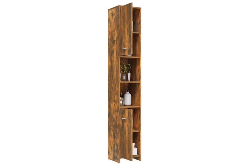 beBasic Badrumsskåp rökfärgad ek 30x30x183,5 cm konstruerat trä - Förvaring - Badrumsförvaring & tvättstuga inredning - Badrumsskåp