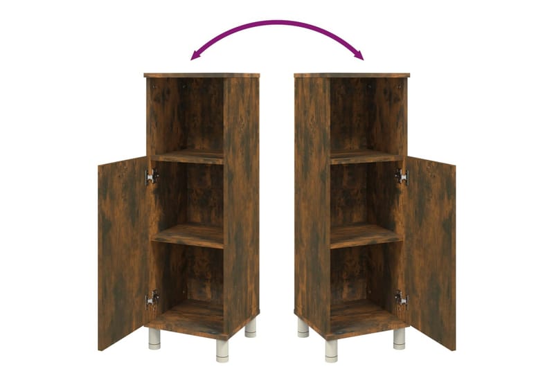 beBasic Badrumsskåp rökfärgad ek 30x30x95 cm konstruerat trä - Förvaring - Badrumsförvaring & tvättstuga inredning - Badrumsskåp
