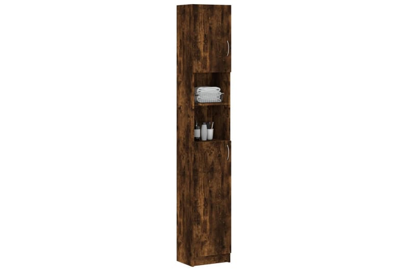 beBasic Badrumsskåp rökfärgad ek 32x25,5x190 cm konstruerat trä - Förvaring - Badrumsförvaring & tvättstuga inredning - Badrumsskåp