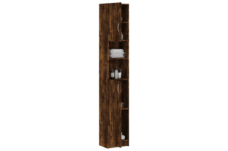 beBasic Badrumsskåp rökfärgad ek 32x25,5x190 cm konstruerat trä - Förvaring - Badrumsförvaring & tvättstuga inredning - Badrumsskåp