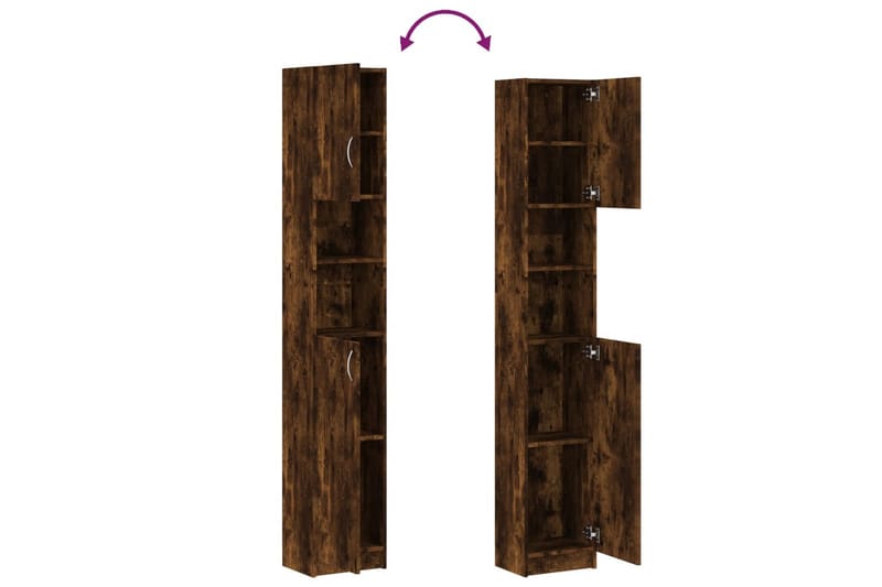 beBasic Badrumsskåp rökfärgad ek 32x25,5x190 cm konstruerat trä - Förvaring - Badrumsförvaring & tvättstuga inredning - Badrumsskåp