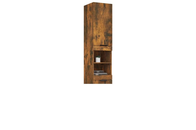 beBasic Badrumsskåp rökfärgad ek 32x34x188,5 cm konstruerat trä - Förvaring - Badrumsförvaring & tvättstuga inredning - Badrumsskåp
