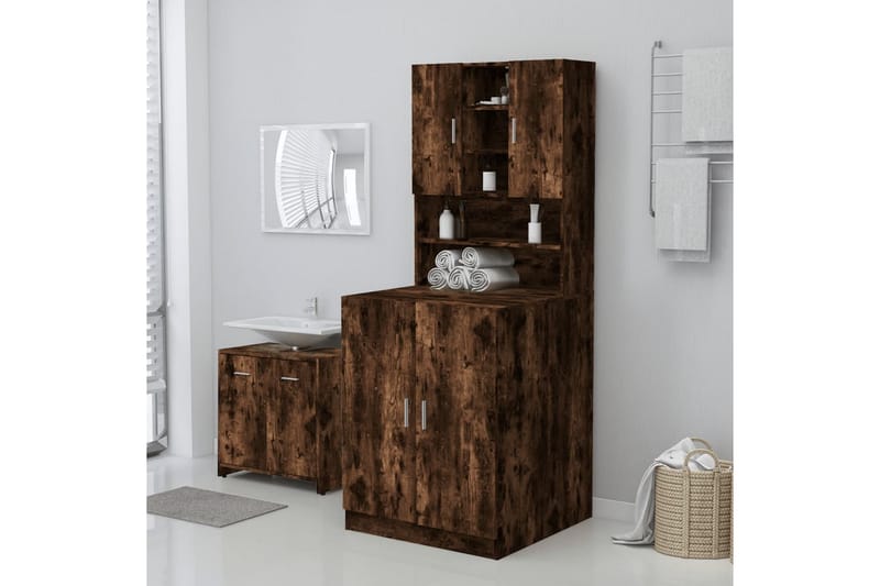 beBasic Badrumsskåp rökfärgad ek 71x71,5x91,5 cm - Förvaring - Badrumsförvaring & tvättstuga inredning - Badrumsskåp