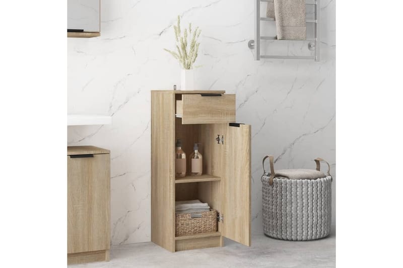 beBasic Badrumsskåp sonoma-ek 32x34x90 cm konstruerat trä - Förvaring - Badrumsförvaring & tvättstuga inredning - Badrumsskåp