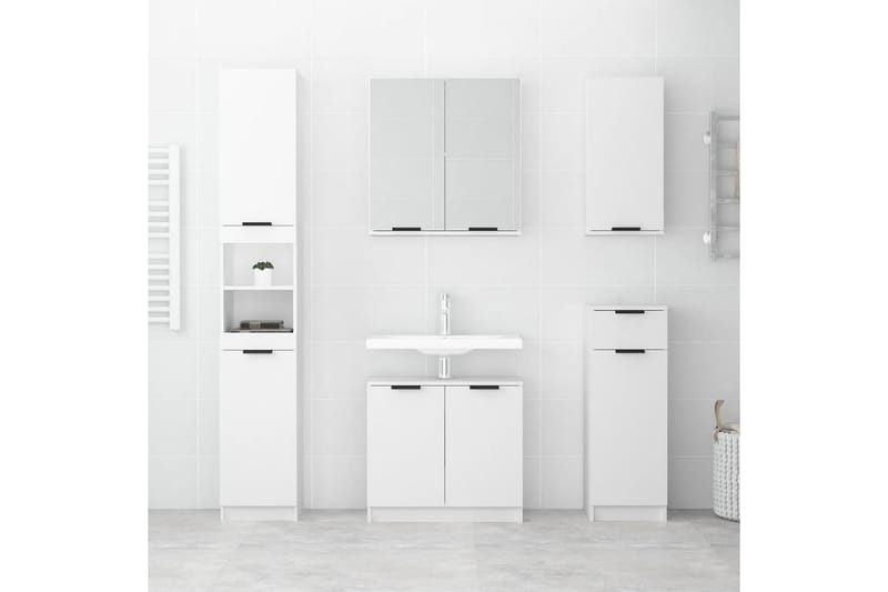 beBasic Badrumsskåp vit 32x34x188,5 cm konstruerat trä - Förvaring - Badrumsförvaring & tvättstuga inredning - Badrumsskåp