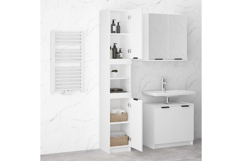 beBasic Badrumsskåp vit 32x34x188,5 cm konstruerat trä - Förvaring - Badrumsförvaring & tvättstuga inredning - Badrumsskåp