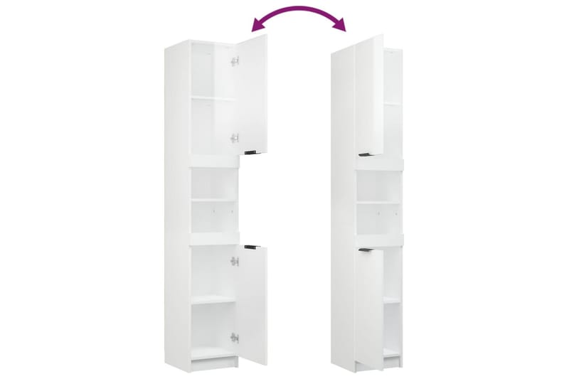 beBasic Badrumsskåp vit högglans 32x34x188,5 cm konstruerat trä - Förvaring - Badrumsförvaring & tvättstuga inredning - Badrumsskåp