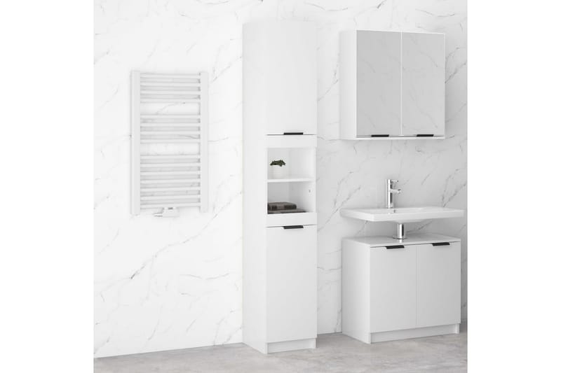 beBasic Badrumsskåp vit högglans 32x34x188,5 cm konstruerat trä - Förvaring - Badrumsförvaring & tvättstuga inredning - Badrumsskåp