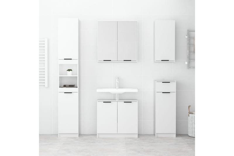 beBasic Badrumsskåp vit högglans 32x34x188,5 cm konstruerat trä - Förvaring - Badrumsförvaring & tvättstuga inredning - Badrumsskåp