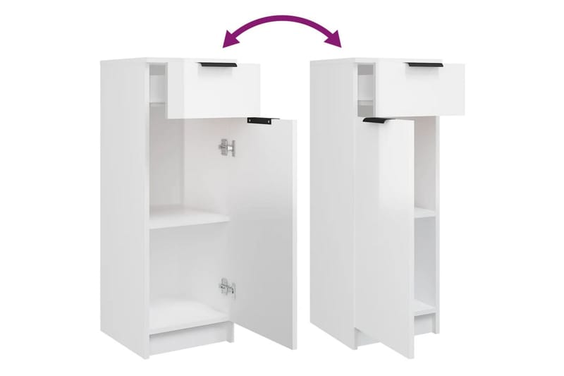 beBasic Badrumsskåp vit högglans 32x34x90 cm konstruerat trä - Förvaring - Badrumsförvaring & tvättstuga inredning - Badrumsskåp