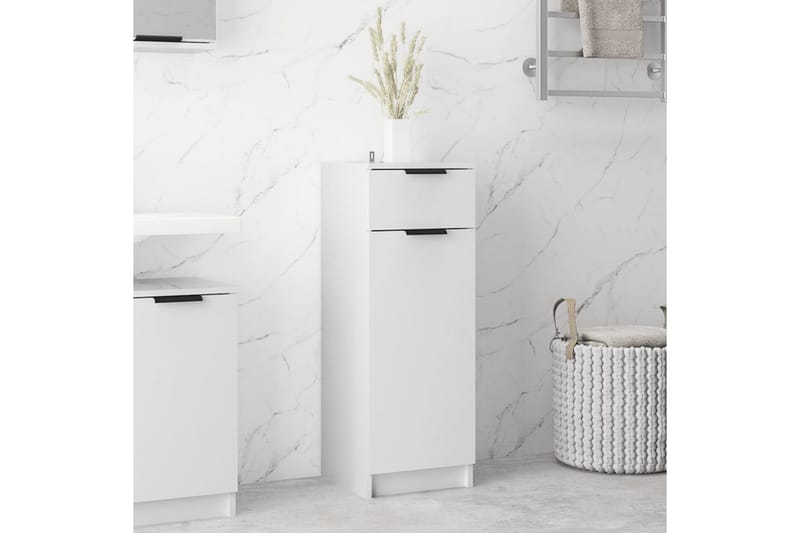 beBasic Badrumsskåp vit högglans 32x34x90 cm konstruerat trä - Förvaring - Badrumsförvaring & tvättstuga inredning - Badrumsskåp