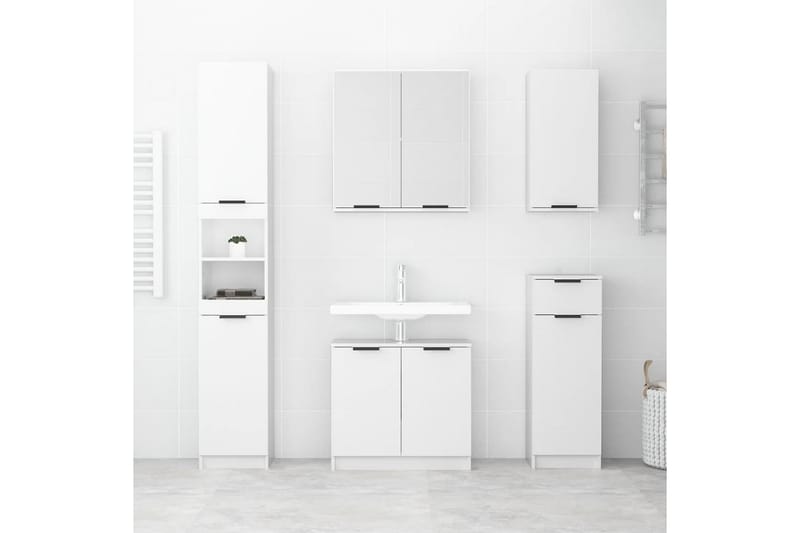 beBasic Badrumsskåp vit högglans 64,5x33,5x59 cm konstruerat trä - Förvaring - Badrumsförvaring & tvättstuga inredning - Badrumsskåp
