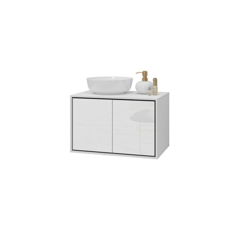 Diskbänkskåp Irvine 2 Dörrar - Vit Högglans, 78 cm - Förvaring - Badrumsförvaring & tvättstuga inredning - Badrumsskåp