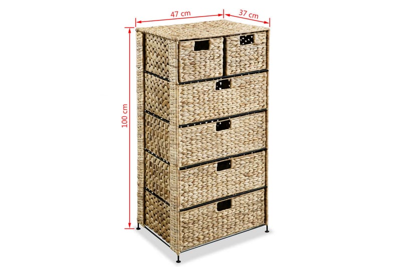 Förvaringsmöbel med 6 korgar 47x37x100 cm vattenhyacint - Brun - Förvaring - Badrumsförvaring & tvättstuga inredning