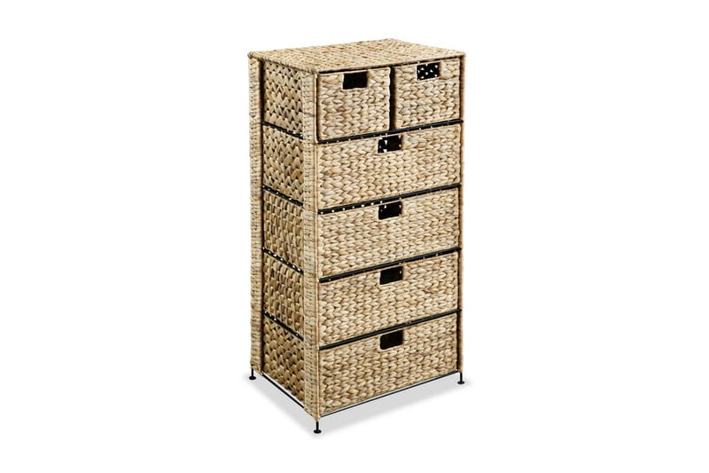 Förvaringsmöbel med 6 korgar 47x37x100 cm vattenhyacint - Brun - Förvaring - Badrumsförvaring & tvättstuga inredning
