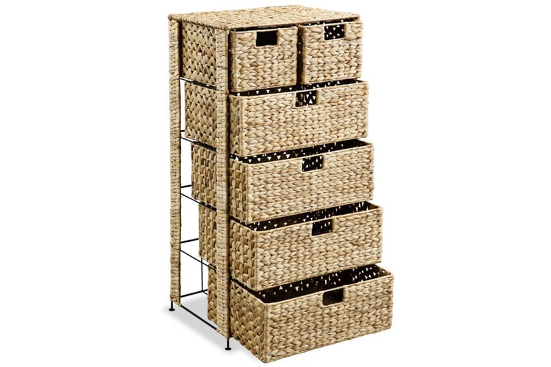 Förvaringsmöbel med 6 korgar 47x37x100 cm vattenhyacint - Brun - Förvaring - Badrumsförvaring & tvättstuga inredning