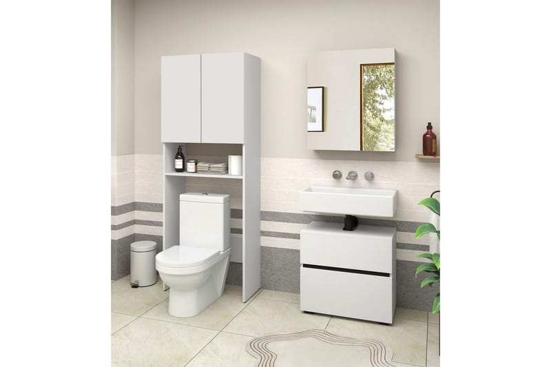 Högskåp till badrum Loft24 Wisla Högskåp till Badrum 180x68x37 cm Vit - Förvaring - Badrumsförvaring & tvättstuga inredning - Badrumsskåp