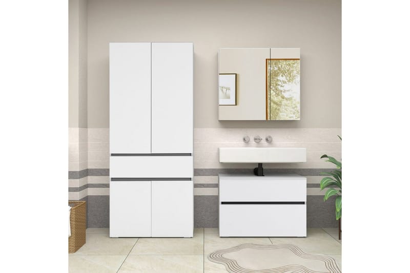 Högskåp till badrum Loft24 Wisla Högskåp till Badrum 180x76x37 cm Vit - Förvaring - Badrumsförvaring & tvättstuga inredning - Badrumsskåp