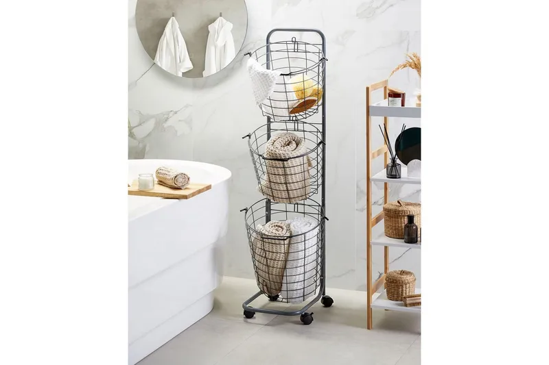 Korg Ayapal Grå, svart - Grå, svart - Förvaring - Badrumsförvaring & tvättstuga inredning - Rullvagn badrum