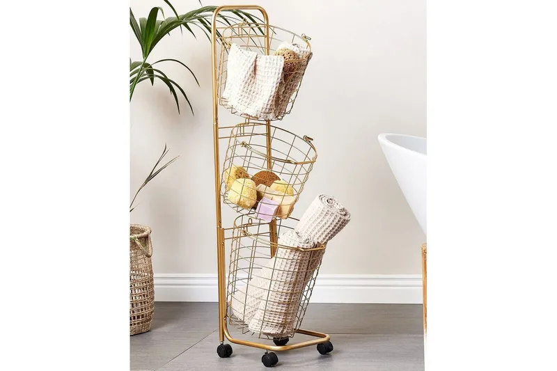 Korg Ayapal Guld - Guld - Förvaring - Badrumsförvaring & tvättstuga inredning - Rullvagn badrum