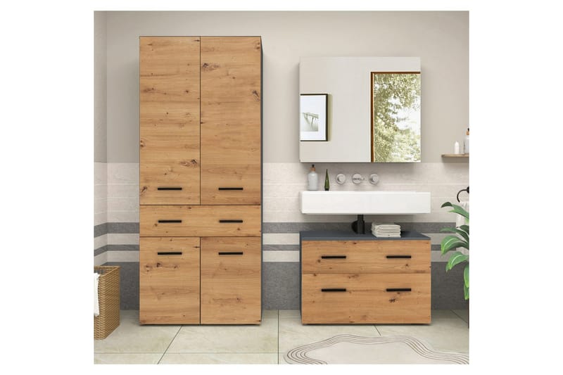 Malika Högskåp till Badrum 180x76x35 cm - Natur - Förvaring - Badrumsförvaring & tvättstuga inredning - Badrumsskåp