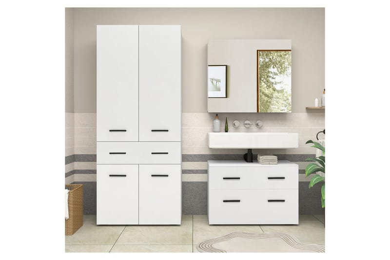 Malika Högskåp till Badrum 180x76x35 cm - Vit - Förvaring - Badrumsförvaring & tvättstuga inredning - Badrumsskåp