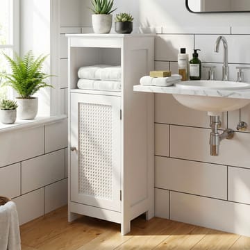 Morano Badrumsskåp 30x80 cm Wienerflätning - vit och silverfärgad - Förvaring - Badrumsförvaring & tvättstuga inredning - Badrumsskåp