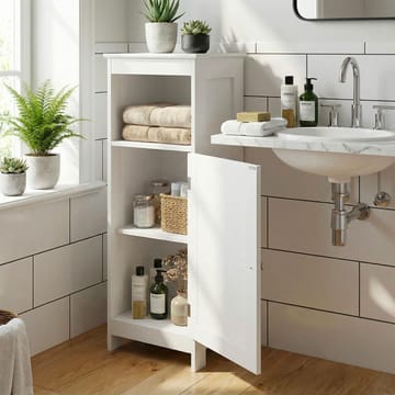 Morano Badrumsskåp 30x80 cm Wienerflätning - vit och silverfärgad - Förvaring - Badrumsförvaring & tvättstuga inredning - Badrumsskåp