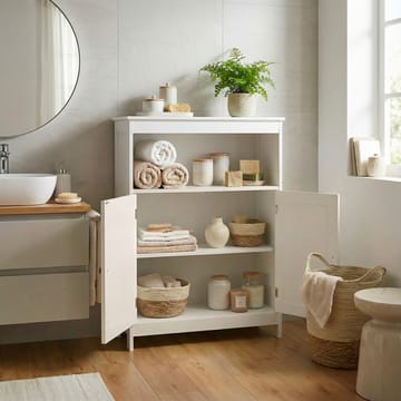 Moreri Badrumsskåp 60 cm Wienerflätning - vit och silverfärgad - Förvaring - Badrumsförvaring & tvättstuga inredning - Badrumsskåp
