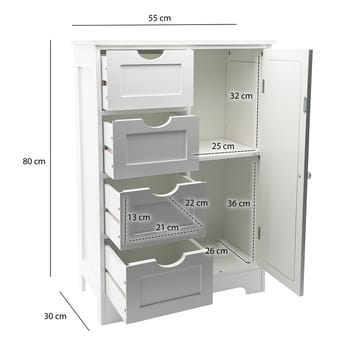 Moruna Badrumsskåp 55 cm - vit och silverfärgad - Förvaring - Badrumsförvaring & tvättstuga inredning - Badrumsskåp
