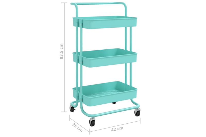 Rullvagn 3 våningar turkos 42x25x83,5 cm järn och ABS - Blå/Grön - Förvaring - Badrumsförvaring & tvättstuga inredning - Rullvagn badrum