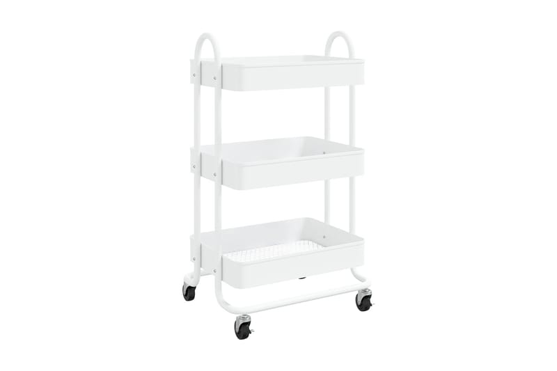 Rullvagn 3 våningar vit 43x34x79 cm stål - Vit - Förvaring - Badrumsförvaring & tvättstuga inredning - Rullvagn badrum