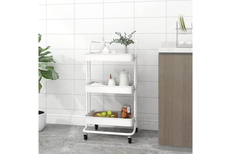 Rullvagn 3 våningar vit 42x25x83,5 cm järn och ABS - Vit - Förvaring - Badrumsförvaring & tvättstuga inredning - Rullvagn badrum