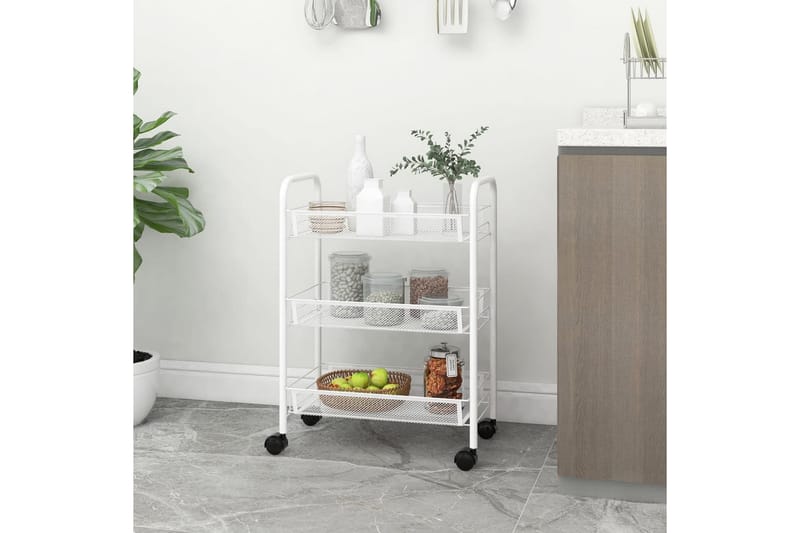 Rullvagn 3 våningar vit 46x26x64 cm järn - Vit - Förvaring - Badrumsförvaring & tvättstuga inredning - Rullvagn badrum