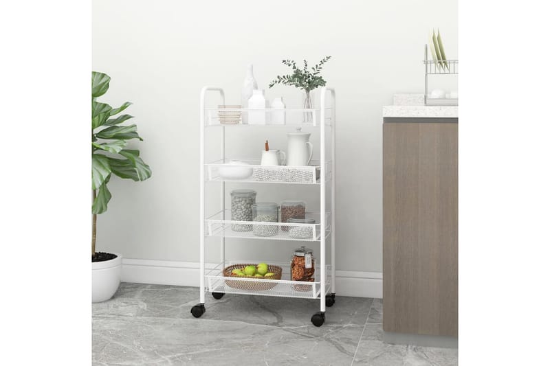 Rullvagn 4 våningar vit 46x26x85 cm järn - Vit - Förvaring - Badrumsförvaring & tvättstuga inredning - Rullvagn badrum