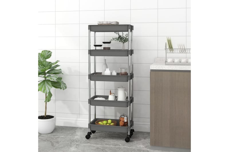 Rullvagn 5 våningar grå 40x22x116 cm järn och ABS - Grå - Förvaring - Badrumsförvaring & tvättstuga inredning - Rullvagn badrum