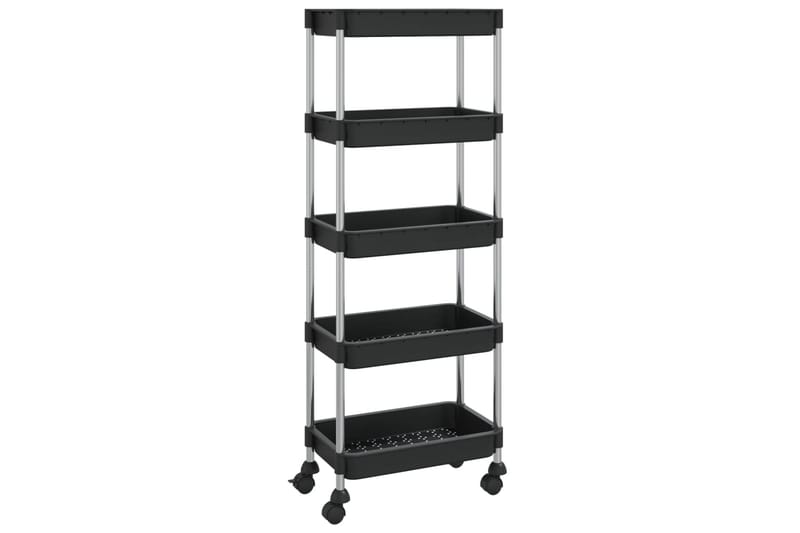 Rullvagn 5 våningar svart 40x22x116 cm järn och ABS - Svart - Förvaring - Badrumsförvaring & tvättstuga inredning - Rullvagn badrum