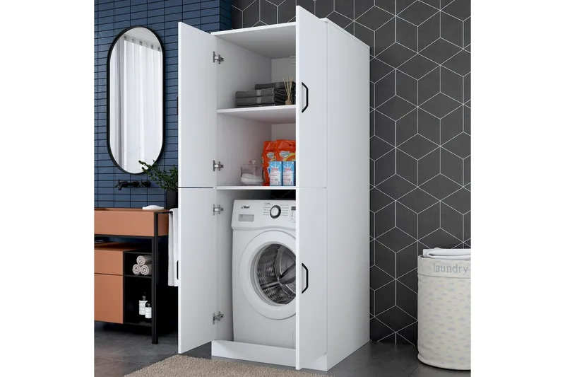 Tvättmaskinsskåp Ostwerwaltia Vit - Vit - Förvaring - Badrumsf örvaring & tvättstuga inredning - Badrumsskåp