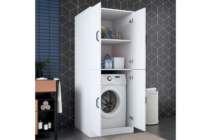 Tvättmaskinsskåp Ostwerwaltia Vit - Vit - Förvaring - Badrumsförvaring & tvättstuga inredning - Badrumsskåp