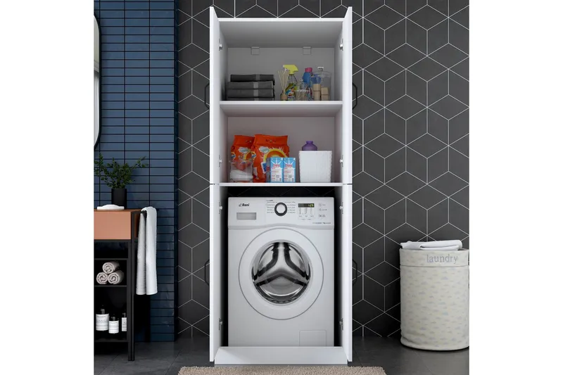 Tvättmaskinsskåp Ostwerwaltia Vit - Vit - Förvaring - Badrumsförvaring & tvättstuga inredning - Badrumsskåp