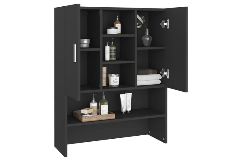 Tvättmaskinsskåp svart 70,5x25,5x90 cm - Förvaring - Badrumsförvaring & tvättstuga inredning - Badrumsskåp