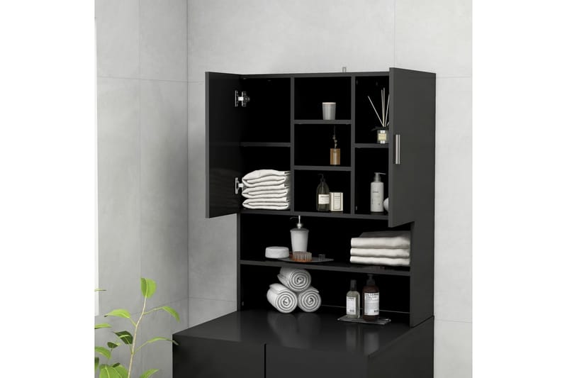 Tvättmaskinsskåp svart 70,5x25,5x90 cm - Badrumsskåp