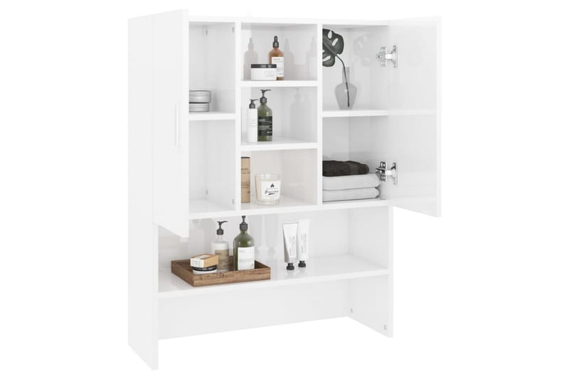 Tvättmaskinsskåp vit högglans 70,5x25,5x90 cm - Förvaring - Badrumsförvaring & tvättstuga inredning - Badrumsskåp