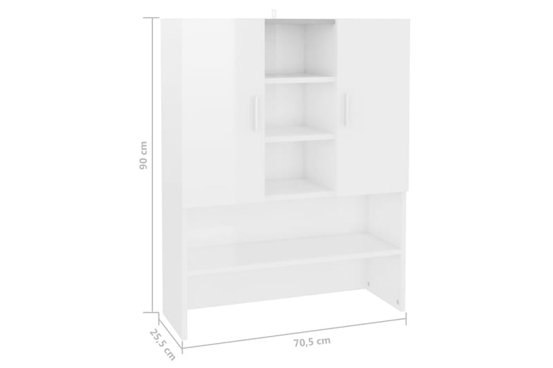 Tvättmaskinsskåp vit högglans 70,5x25,5x90 cm - Förvaring - Badrumsförvaring & tvättstuga inredning - Badrumsskåp