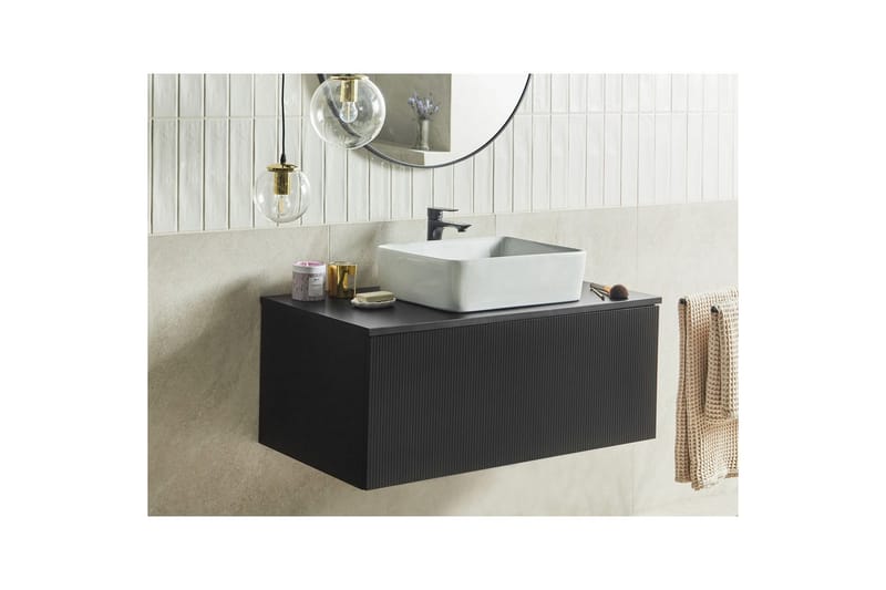 Tvättställsskåp Alzira Svart, 100x52x40 cm - Svart, 100x52x40 cm - Förvaring - Badrumsförvaring & tvättstuga inredning - Badrumsskåp